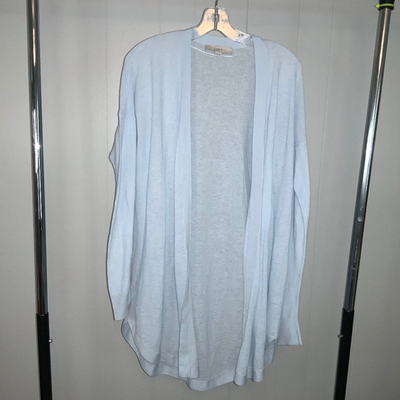 Loft linen blend open front light blue cardigan sweater XL Lagenlook capsule - Picture 1 of 5